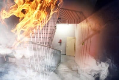 Ultimate Guide To Smoke Alarms 2 Fire Emergency Escape Path Photo Of Stair Well With Fire And Smoke Used To Depict The Tenability Limits In A Burning Building
