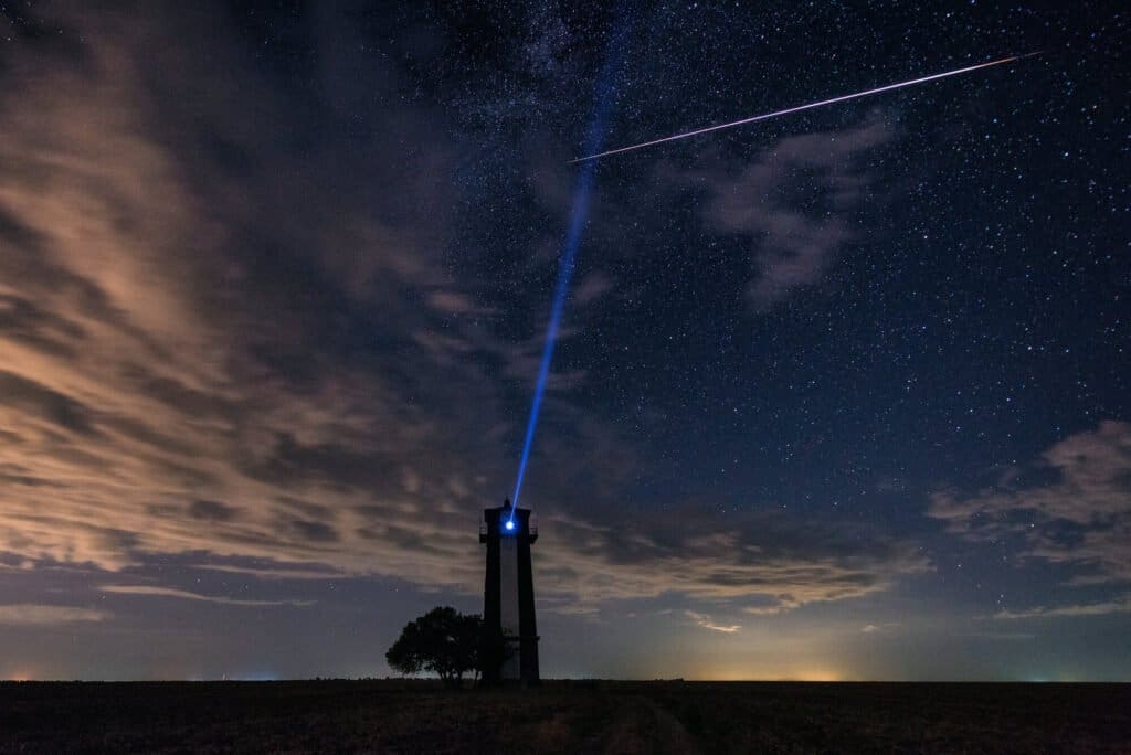 Your Ultimate Guide To Spacex’s Starlink 2 Amazing Night Landscape With Starry Sky, Clouds And Starlink Satellites.